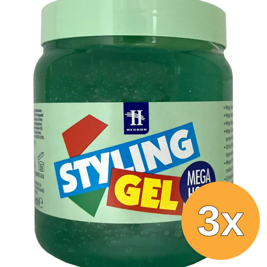 3x Hegron Styling Gel Mega Hold (500 ml)