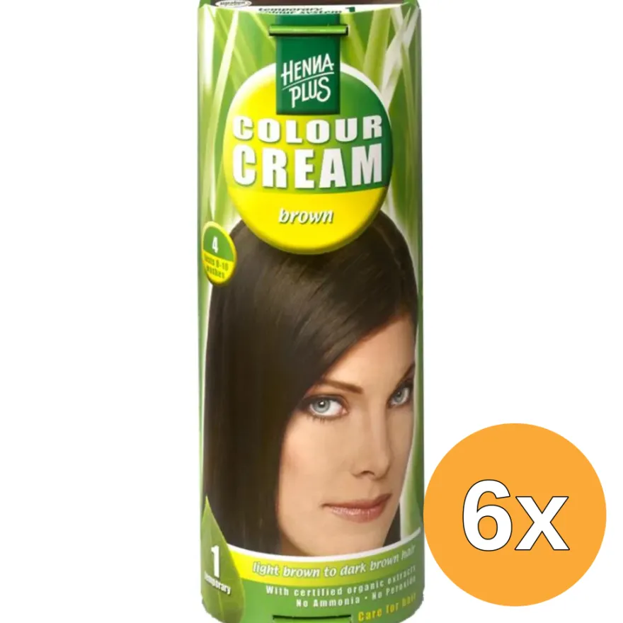 6x Hennaplus Colour Cream 4 Brown (60 ml)