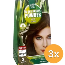 3x Hennaplus Colour powder 57 dark brown (100 gr)