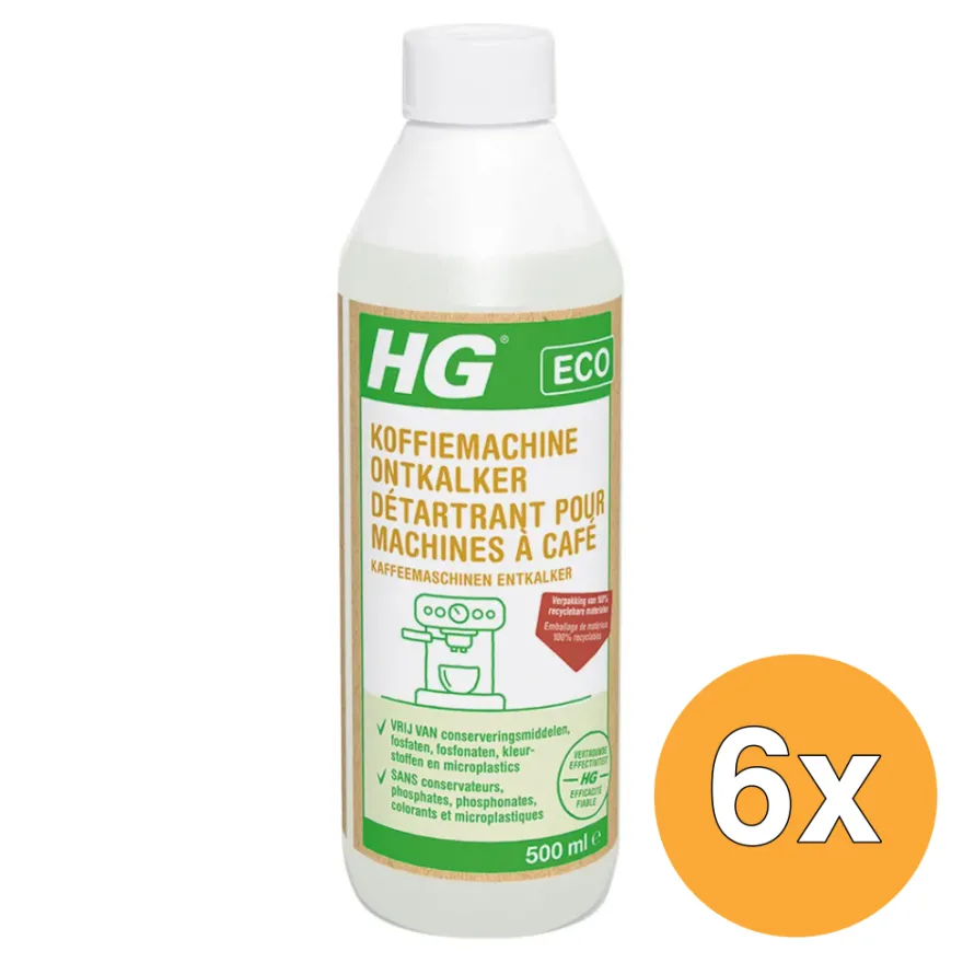 6x HG Eco Koffiemachine Ontkalker Citroenzuur (500 ml)