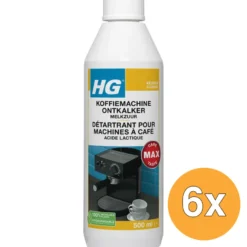 6x HG Koffiemachine Ontkalker Melkzuur (500 ml)