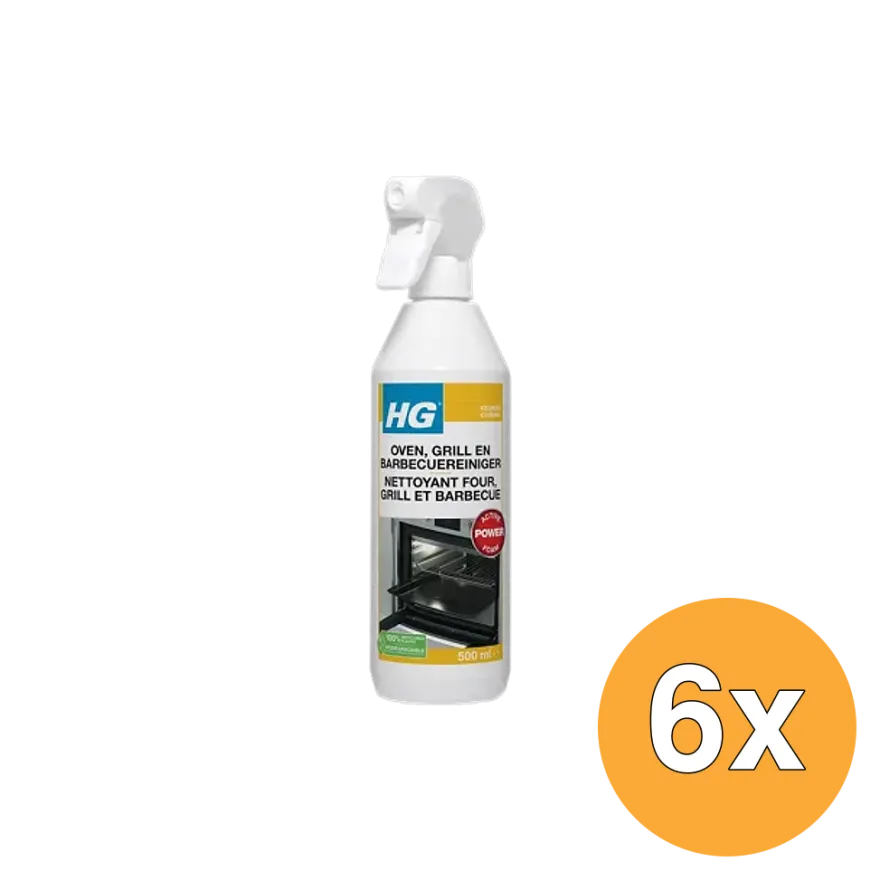 6x HG Oven, Grill en Barbecuereiniger (500 ml)