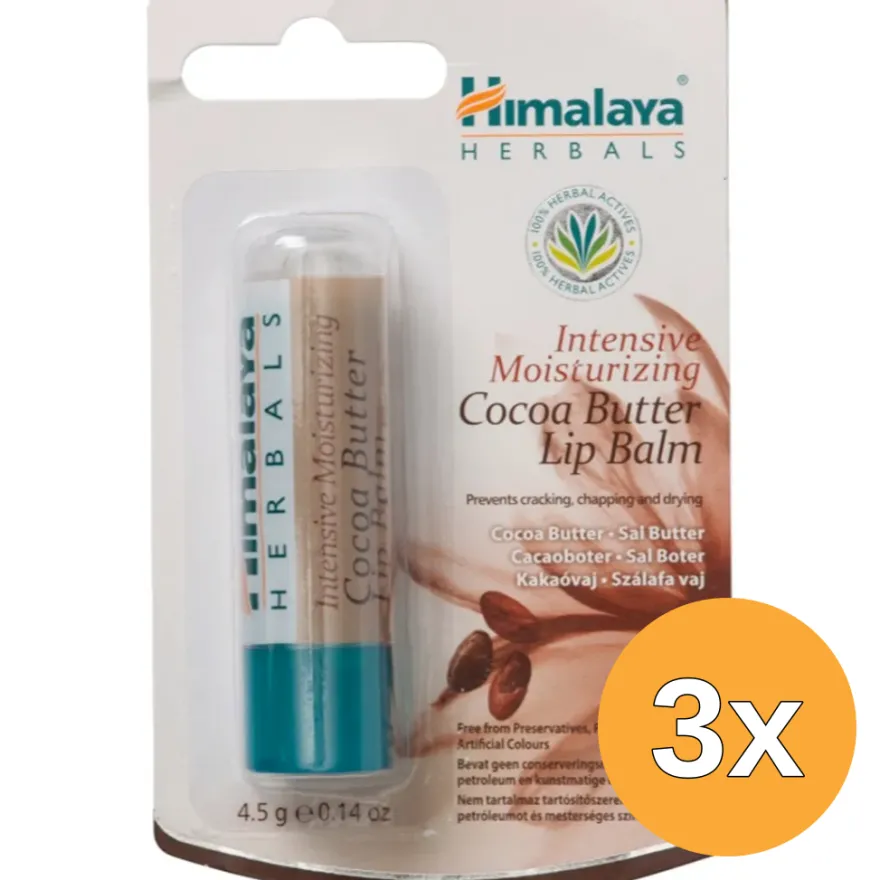 3x Himalaya Intensive moisturizing cocoa butter lipbalm (4,5 gr)