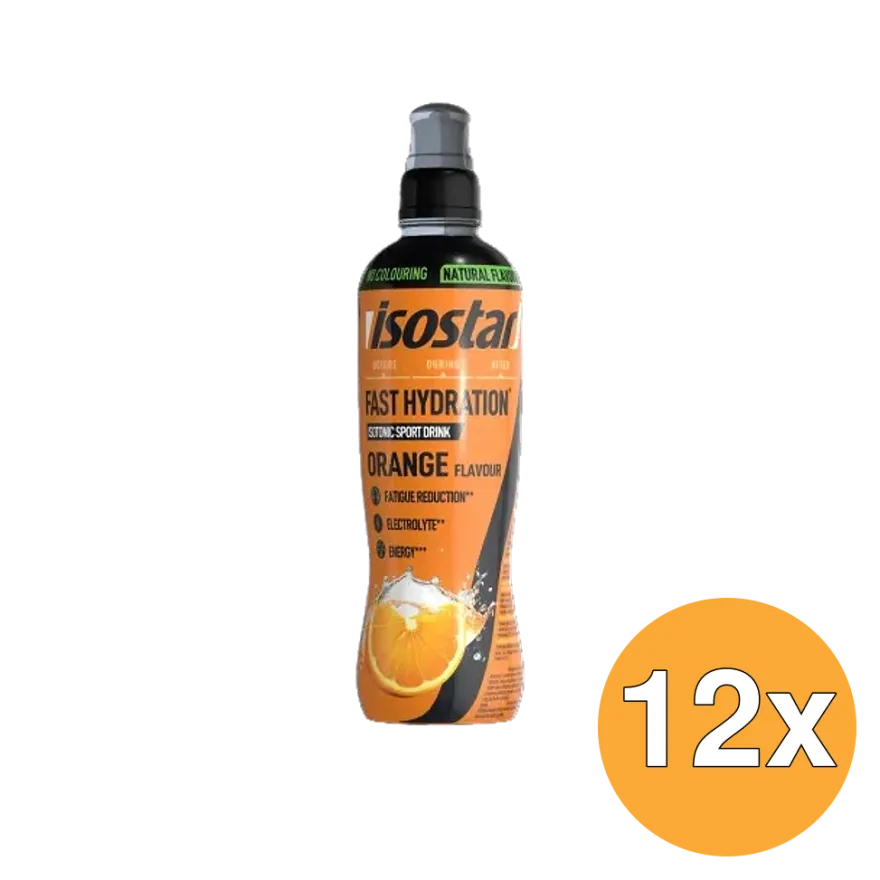 12x Isostar Fast Hydration Sport Cap Orange (500 ml)