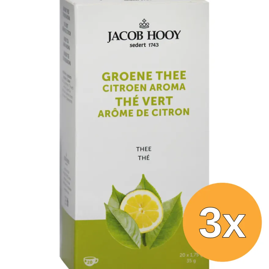 3x Jacob Hooygroene Thee Citroen (20 stuks)