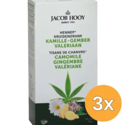 3x Jacob Hooy Hennep Kamille Gember Valeriaan Thee (20 stuks)