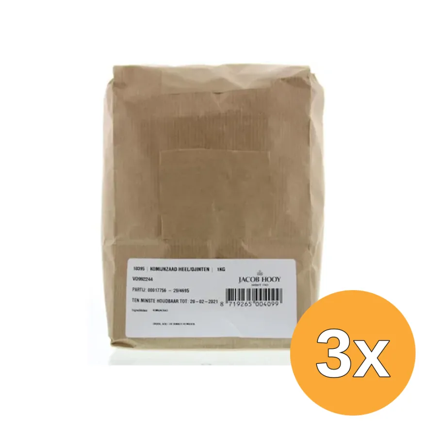 3x Jacob Hooy Komijnzaad Heel/Djinten (1000 gr)