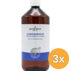 3x Jacob Hooy Lijnzaad Olie Inwendig Koudgeperst (1000 ml)