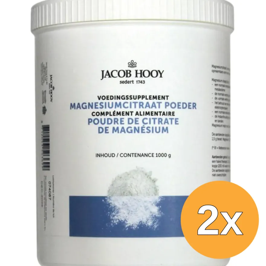 2x Jacob Hooy Magnesiumcitraat poeder (1000 gr)