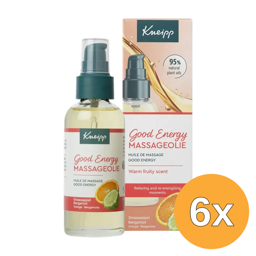6x Kneipp Massageolie Good Energy met Pompje (6 x 100 ml)