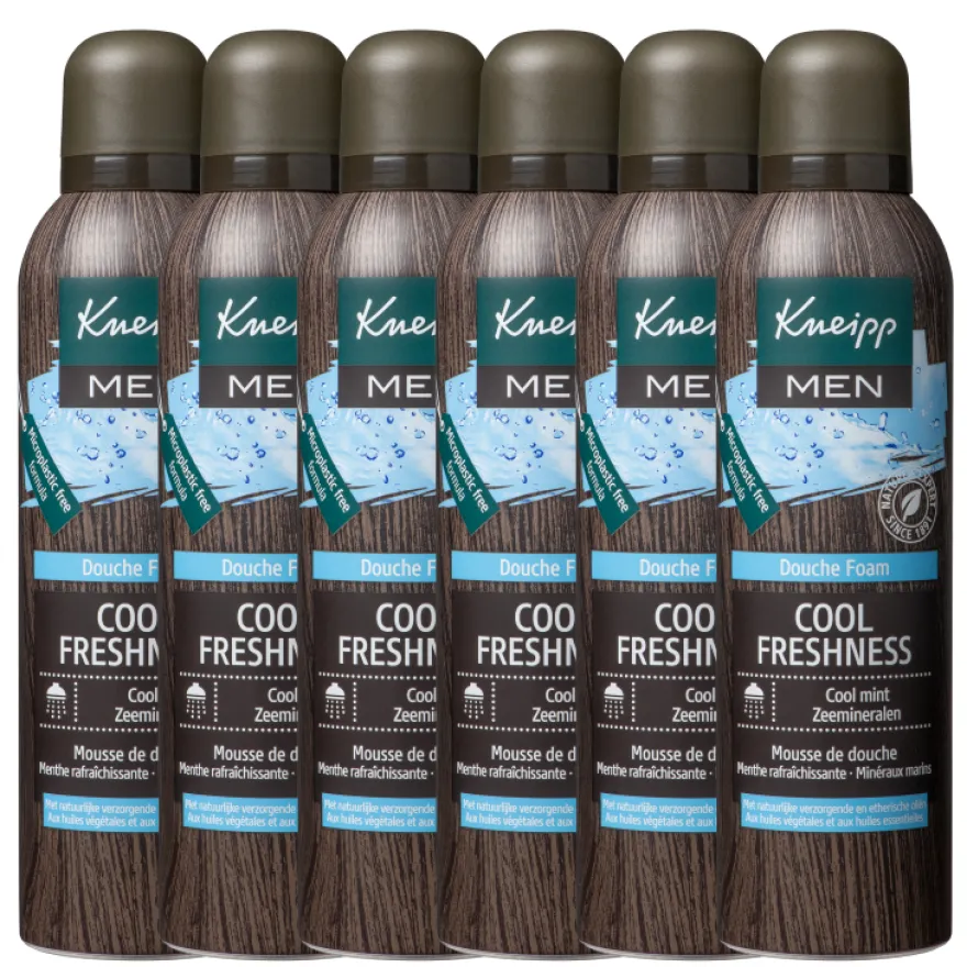 6x Kneipp Men douche foam cool freshness cool mint zeeminera (200 ml)