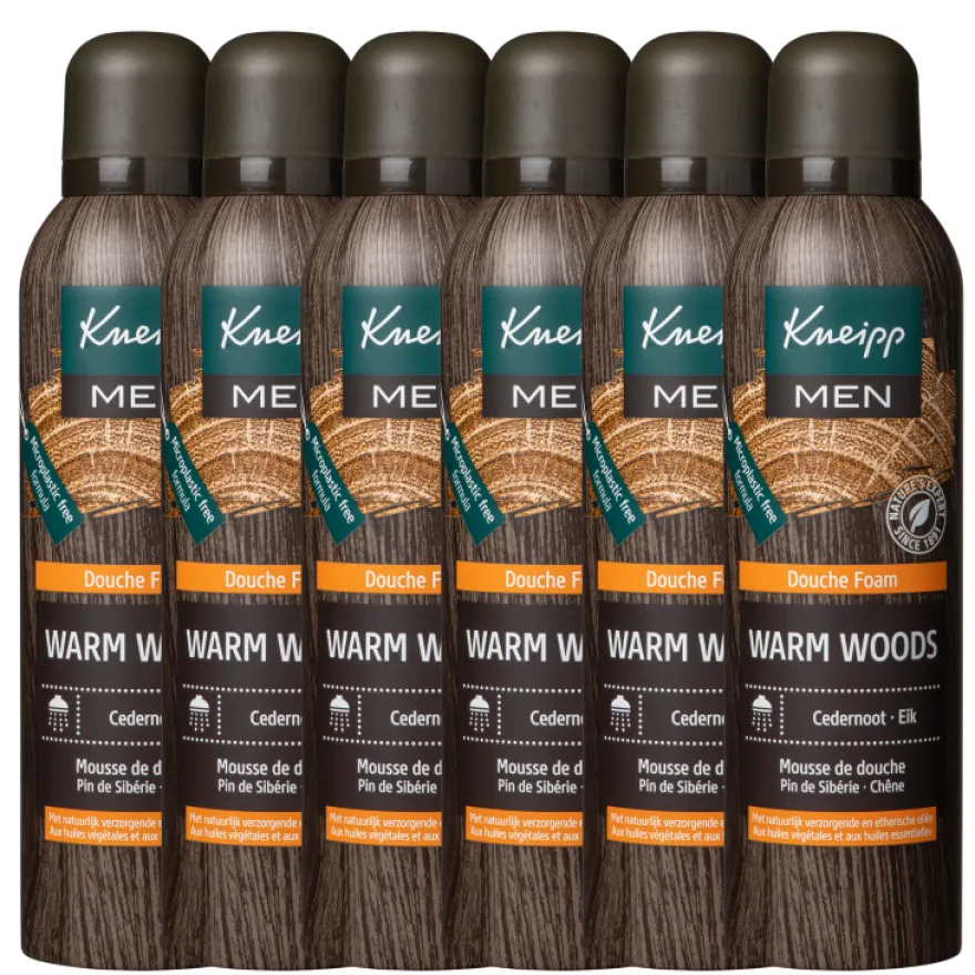 6x Kneipp Men warm woods douche foam cedernoot (200 ml)