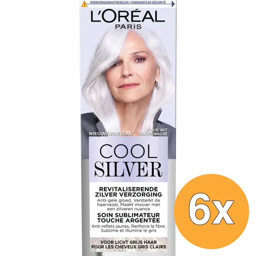 6x L’Oréal Paris Cool Silver Puur Wit Revitaliserende Zilver Verzorging (1 stuk)