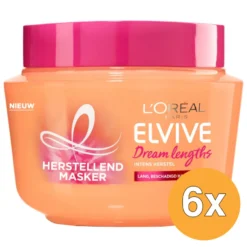 6x L’Oréal Paris Elvive Dream Lengths Haarmasker voor Lang/Beschadigd Haar (300 ml)