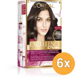 6x L’Oréal Paris Excellence Creme 3 Donkerbruin (1 set)