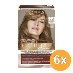 6x L’Oréal Paris Excellence Creme Universal Nudes 7U Middenblond (1 stuk)