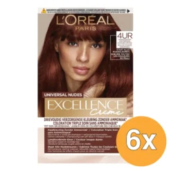 6x L’Oréal Paris Excellence Creme Universal Nudes 4Ur Donker Rood (1 stuk)