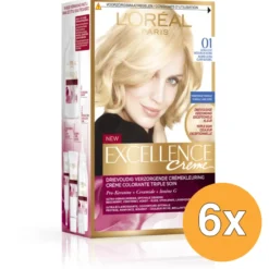 6x L’Oréal Paris Excellence Pure Blonde 01 Natuurlijk Blond (1 set)