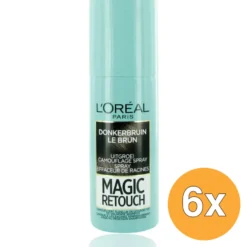 6x L’Oréal Paris Magic Retouch Nr. 2 Donkerbruin (75 ml)