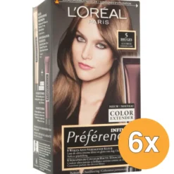 6x L’Oréal Paris Preference 5 Lichtbruin (1 set)