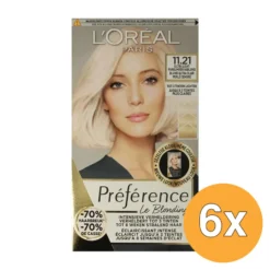 6x L’Oréal Paris Preference 11.21 Ultra Licht Parelmoer Asblond (1 set)