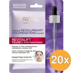 20x L’Oréal Paris Revitalift Filler Hyaluronzuur Tissues Masker (1 stuk)