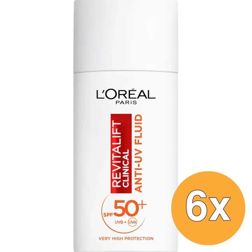 6x L’Oréal Paris Revitalift Fluid Anti UV Met Vitamine C (50 ml)
