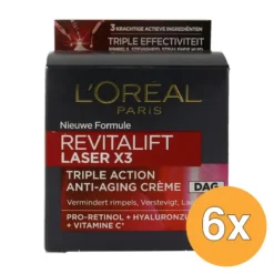 6x L’Oréal Paris Revitalift Laser X3 Anti-Rimpel Dagcreme (50 ml)