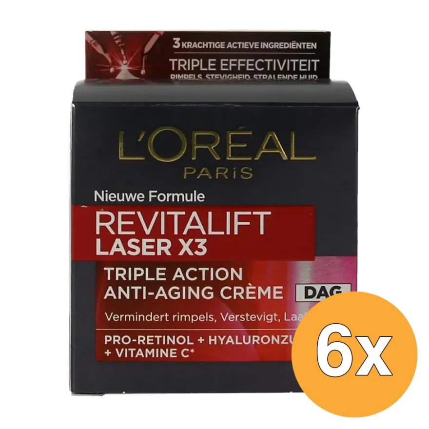6x L’Oréal Paris Revitalift Laser X3 Anti-Rimpel Dagcreme (50 ml)