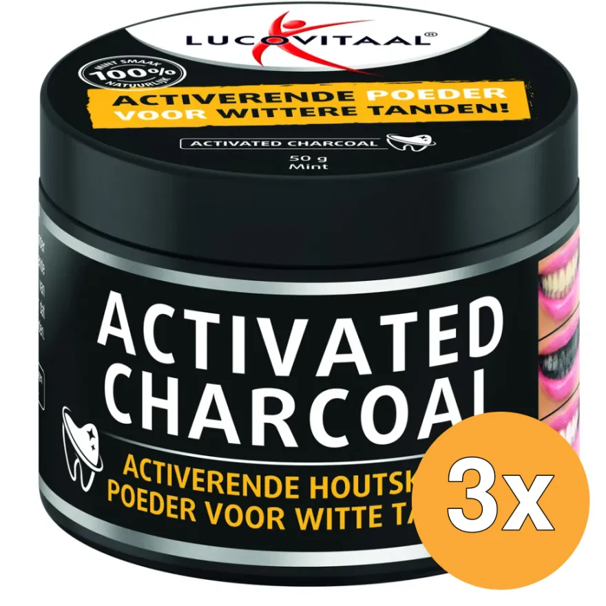 3x Lucovitaal Activated Charcoal Houtskoolpoeder (50 gr)