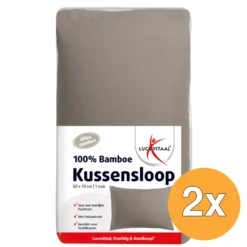 2x Lucovitaal Bamboe Kussensloop Taupe (1 stuk)