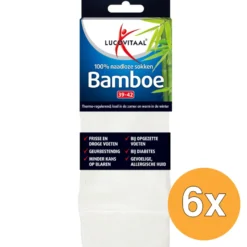 6x Lucovitaal Bamboe Lange Sokken Wit 39-42 (1 paar)