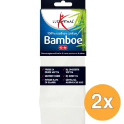 2x Lucovitaal Bamboe Lange Sokken Wit 43-46 (1 paar)