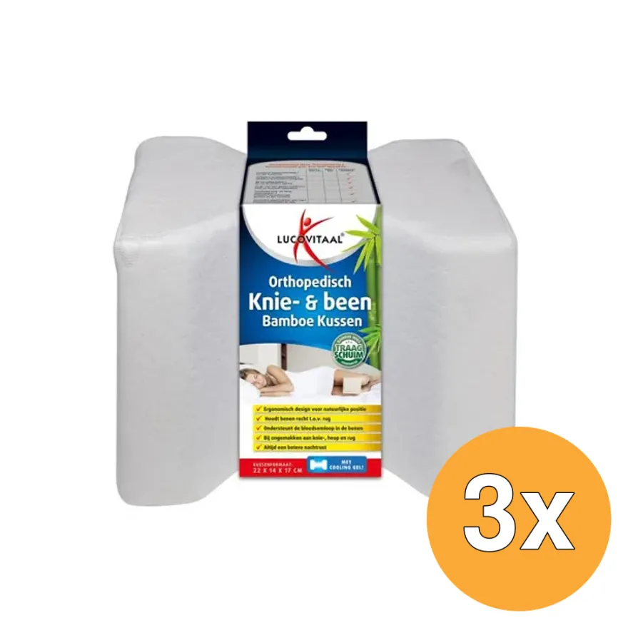 3x Lucovitaal Bamboe Orth. Knie- & Been Kussen (1 stuk)