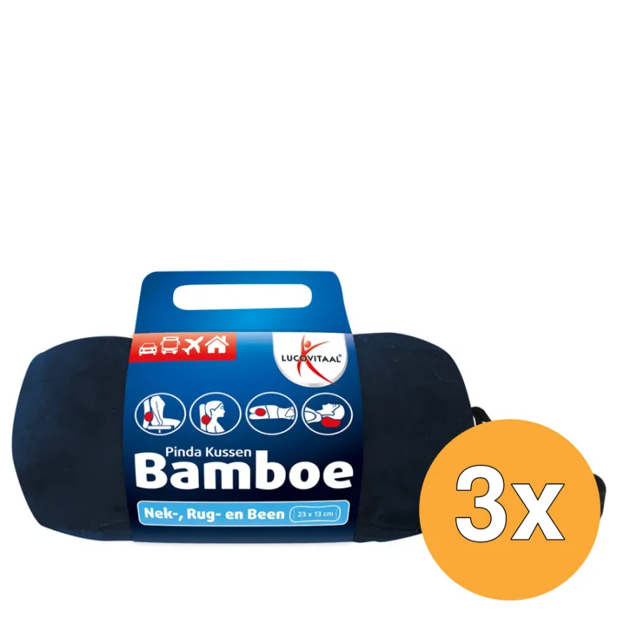 3x Lucovitaal Bamboe Pinda Kussen Blauw (1 stuk)