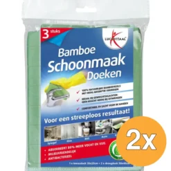2x Lucovitaal Bamboe Schoonmaakdoekjes (3 stuks)