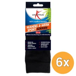 6x Lucovitaal Bamboe Wandel, Werk & Sportsokken 39-42 (1 paar)