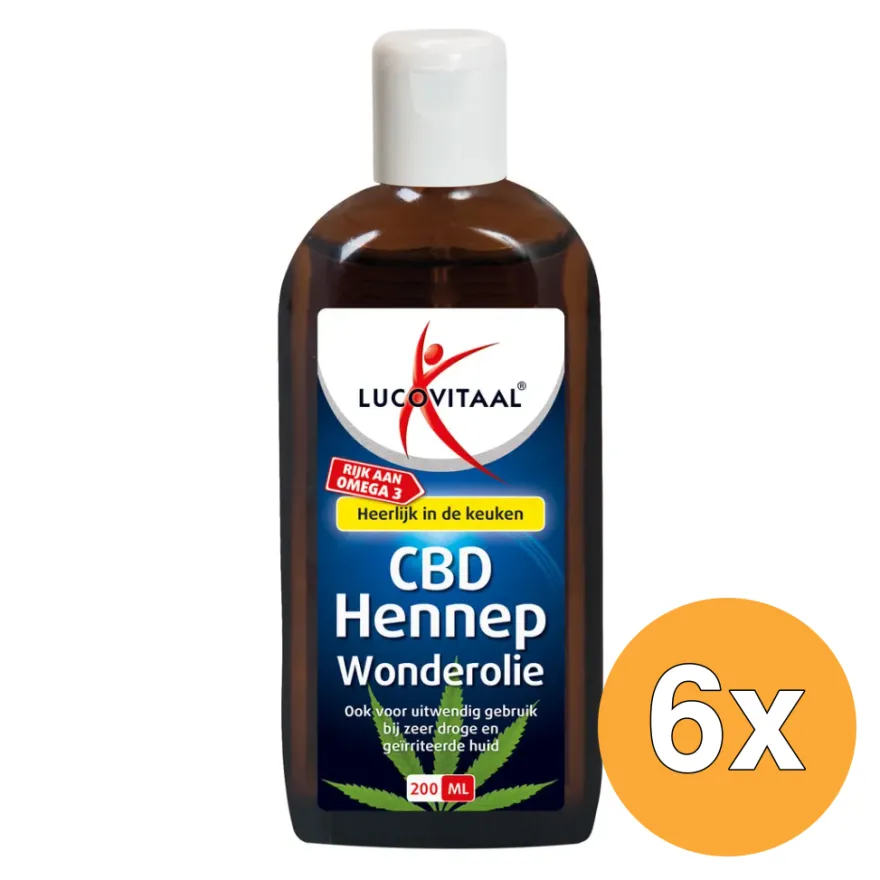 6x Lucovitaal CBD Hennep Huidwonder Olie (200 ml)
