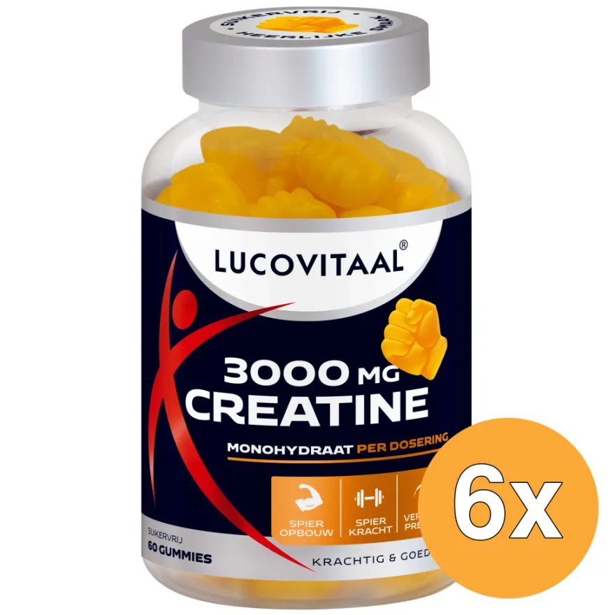 6x Lucovitaal Creatine 3000mg Gummies Vegan (60 gummies)