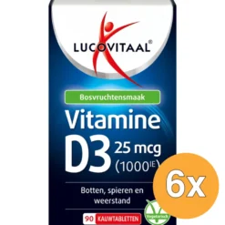 6x Lucovitaal D3 25mcg (90 kauwtabletten)