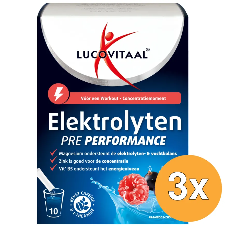 3x Lucovitaal Elektrolyten Pre Performance (10 zakjes)
