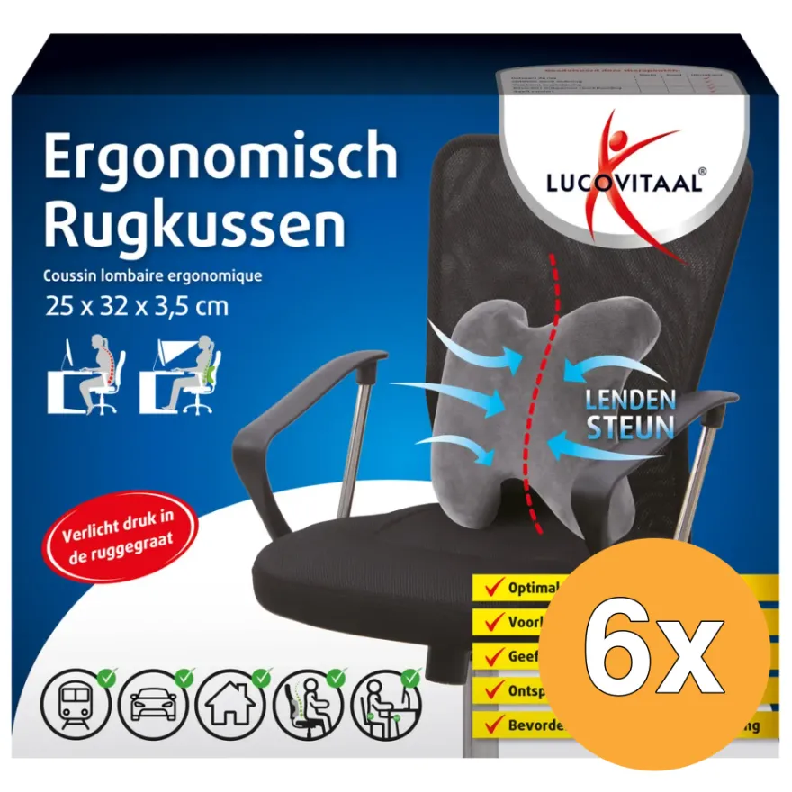 6x Lucovitaal Ergonomische Rugkussen (1 stuk)