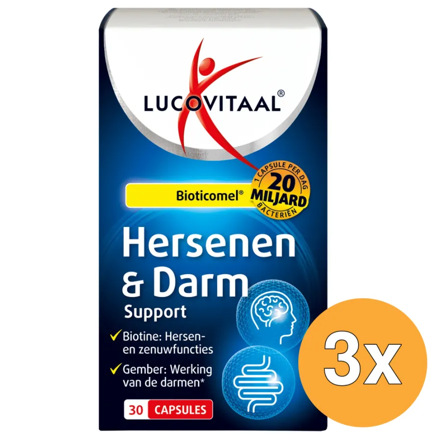 3x Lucovitaal Hersenen & Darm Support Bioticomel (30 capsules)