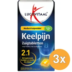 3x Lucovitaal Keelpijn 2-in-1 (10 zuigtabletten)