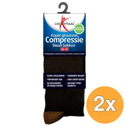 2x Lucovitaal Koper Compressie Sokken 36-41 Zwart (1 paar)