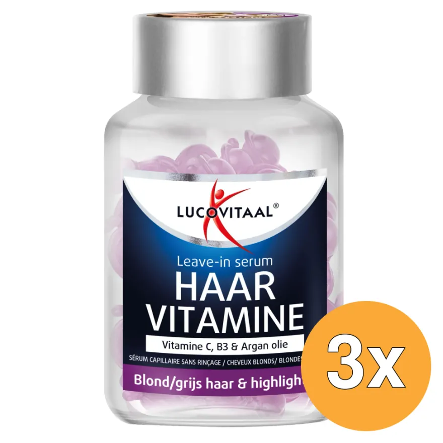 3x Lucovitaal Leave-in Serum Vitamine – Blond/Grijs Haar (25 twist capsules)