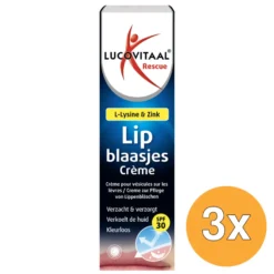 3x Lucovitaal Lipblaasjes Rescue Crème (7 ml)