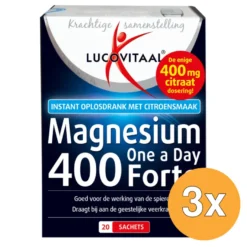 3x Lucovitaal Magnesium Citraat Poeder (20 sachets)