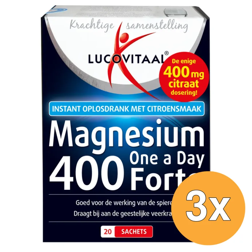 3x Lucovitaal Magnesium Citraat Poeder (20 sachets)