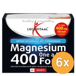6x Lucovitaal Magnesium Citraat Poeder 400mg (60 zakjes)